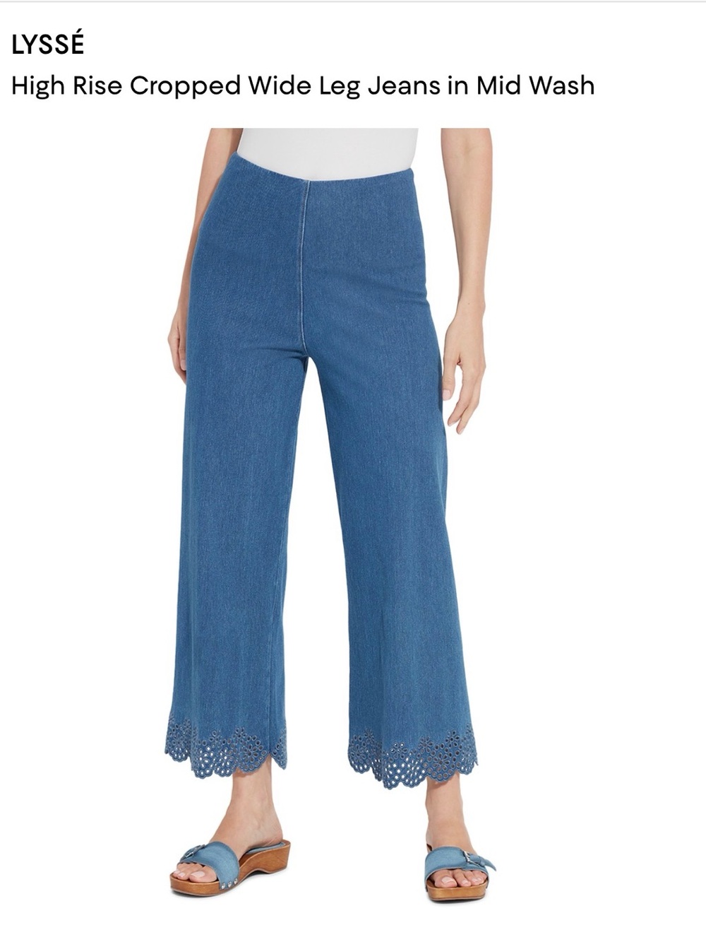 Lysse- High Rise Cropped Wide Leg Jeans in Mid Wash -M